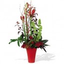 Gerro amb flors i verds ex&ograve;tics